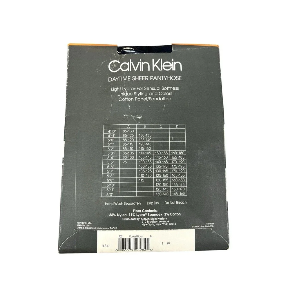 Vintage Calvin Klein Collection Ultra Sheer Light Lycra Darkest Navy B Pantyhose